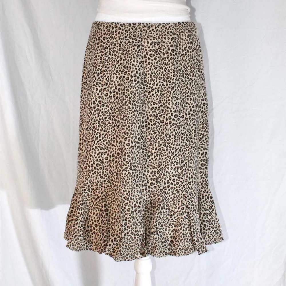 Charter Club 100% Silk Leopard-Print Midi Skirt in Beige and Black
